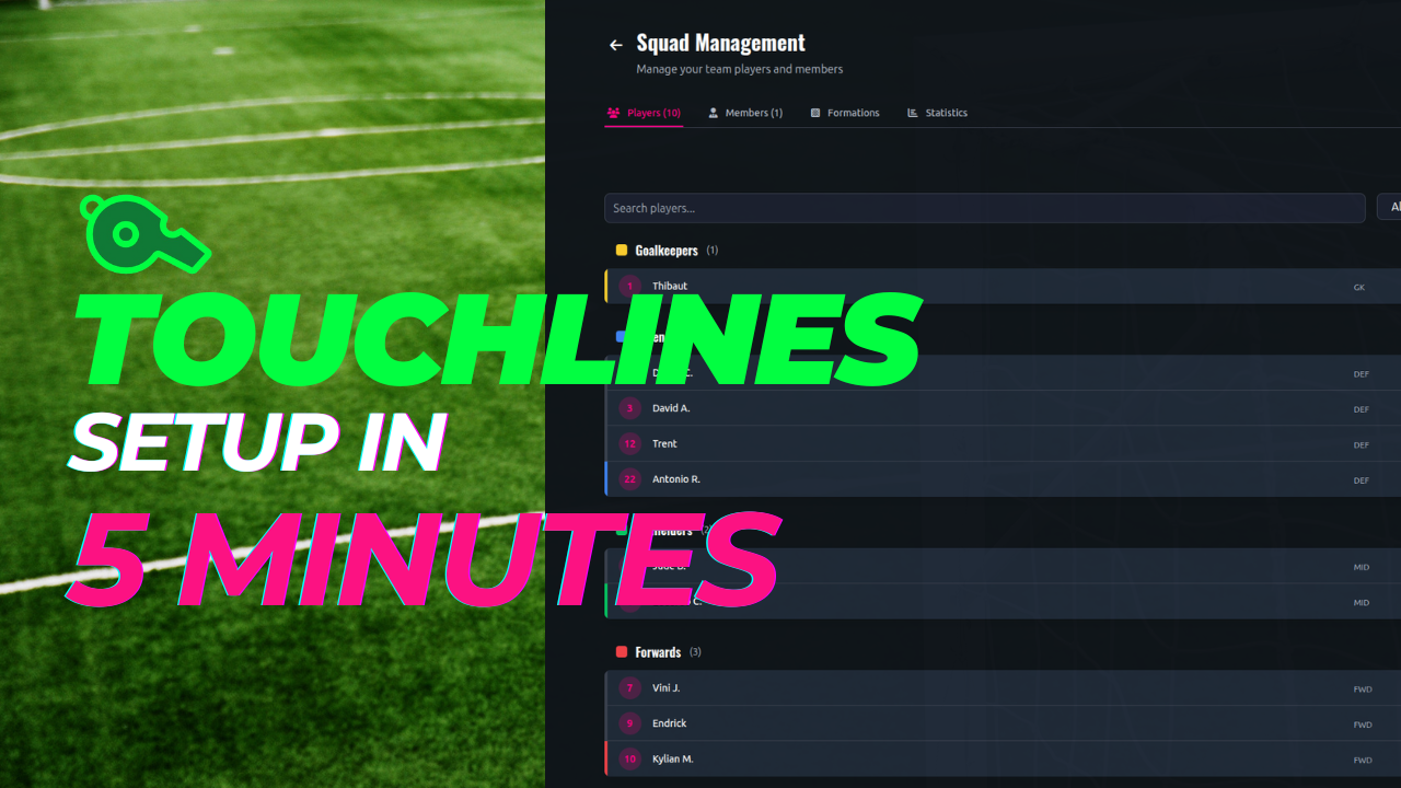 Coach onboarding team in TouchLines app