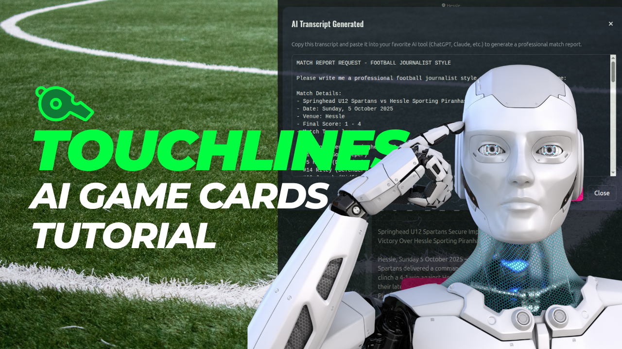 TouchLines app automatically completing a game card